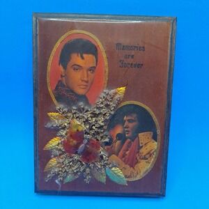 Elvis Presley Plaque Wall Art 3D Floral Memories Are‎ Forever 7x5 Vintage Decor